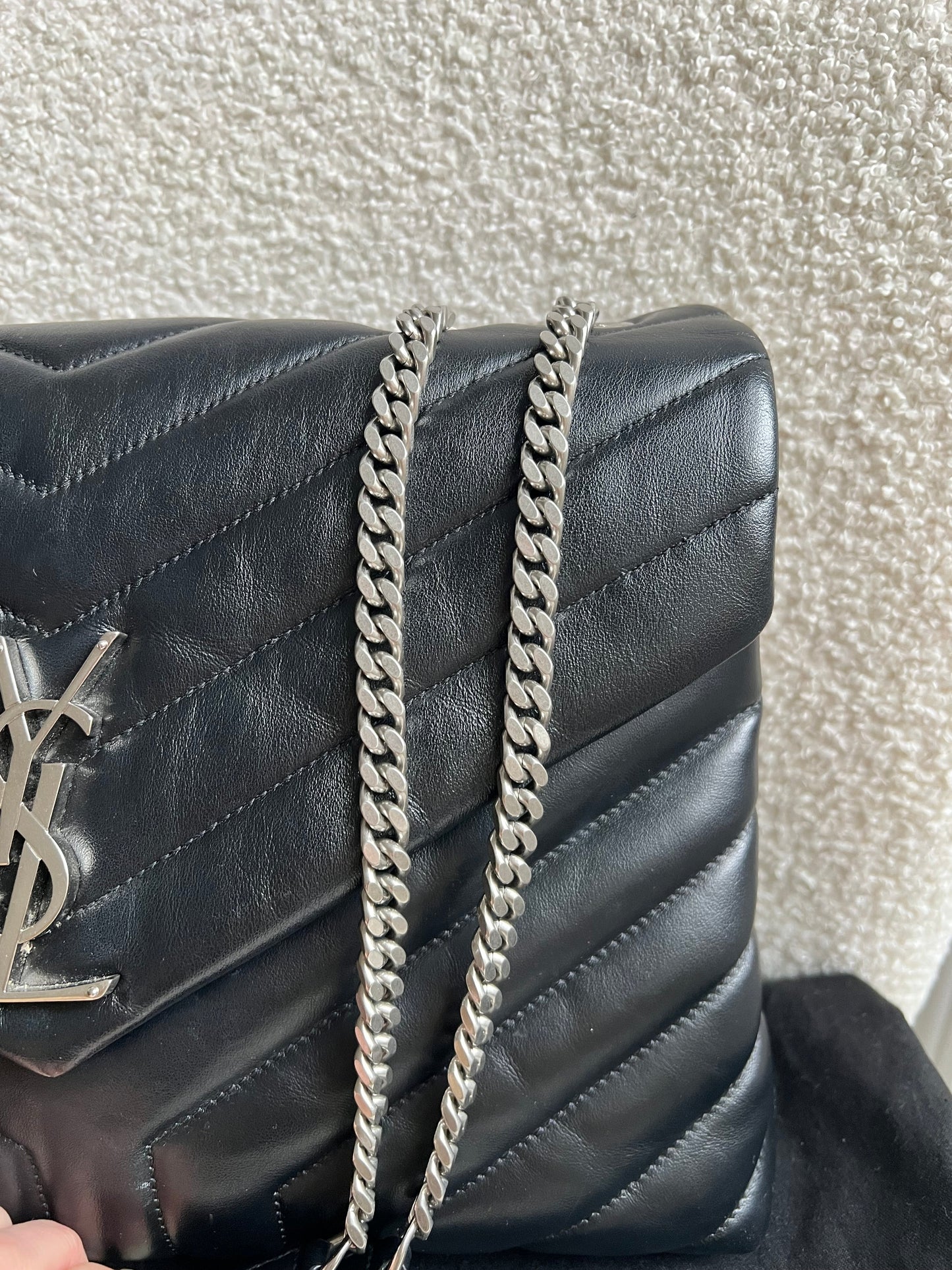 Yves Saint Laurent (YSL) Medium Black Lou Lou Silver Hardware