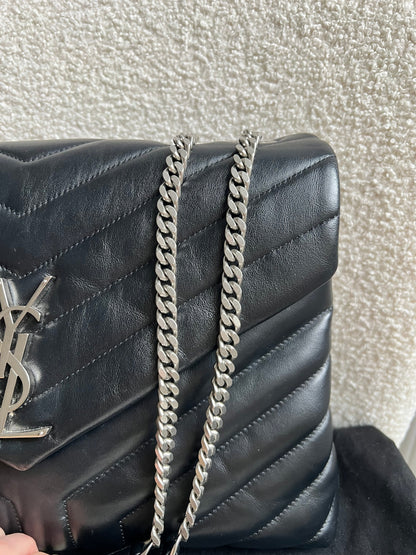 Yves Saint Laurent (YSL) Medium Black Lou Lou Silver Hardware