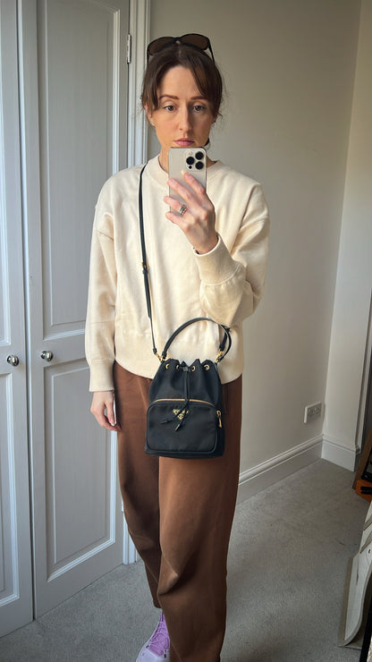 Prada Re-Nylon Duet Black Bucket Bag (RRP £1380)