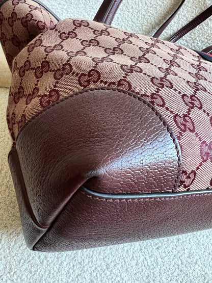 Gucci Burgundy Ophidia GG Supreme Medium Tote