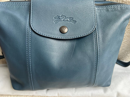 Longchamp Blue Leather Pliage Mini Backpack (RRP £320)