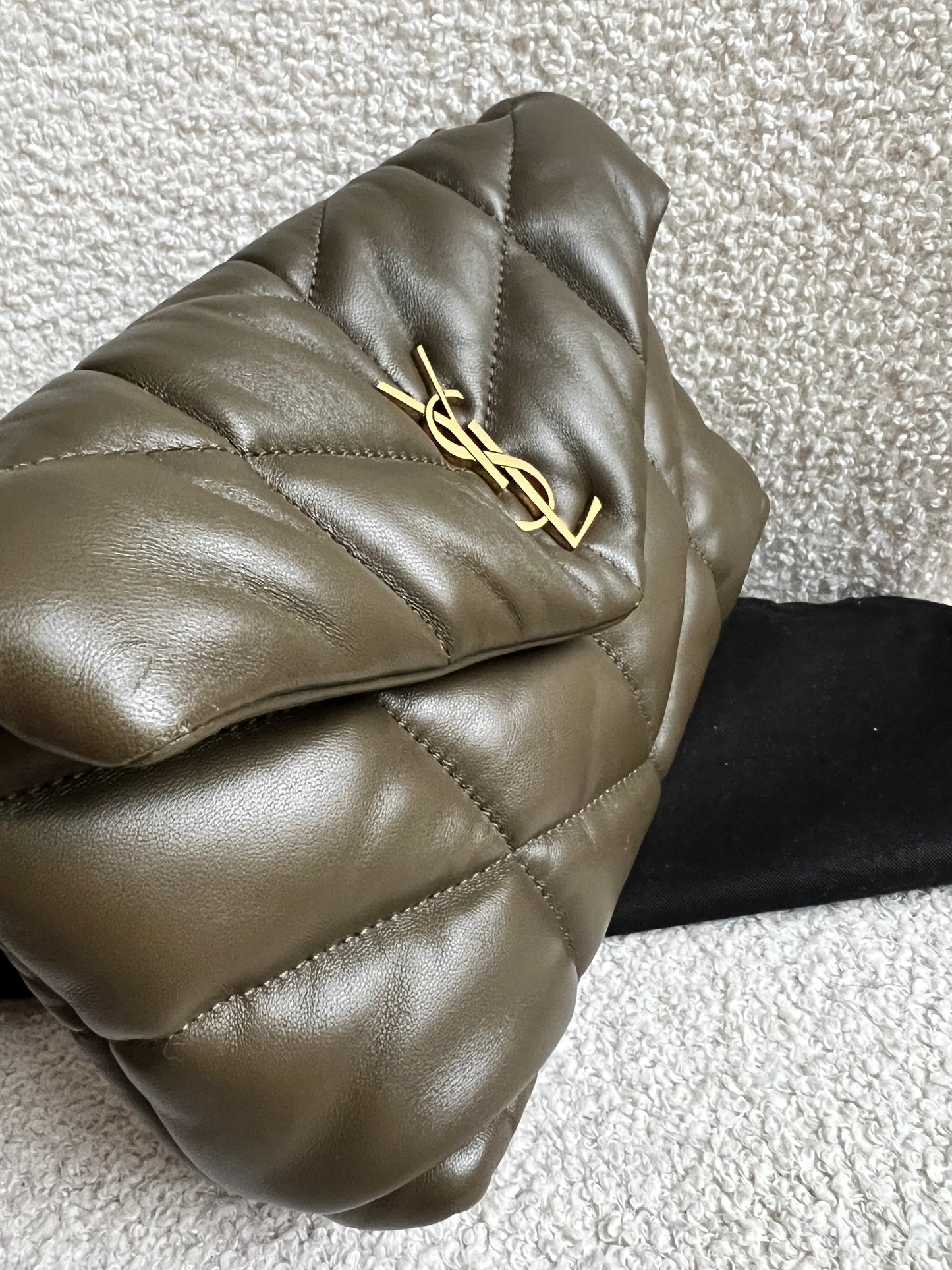 Yves Saint Laurent (YSL) Mini Puffer in Light Musk Quilted Lambskin (RRP £1720)