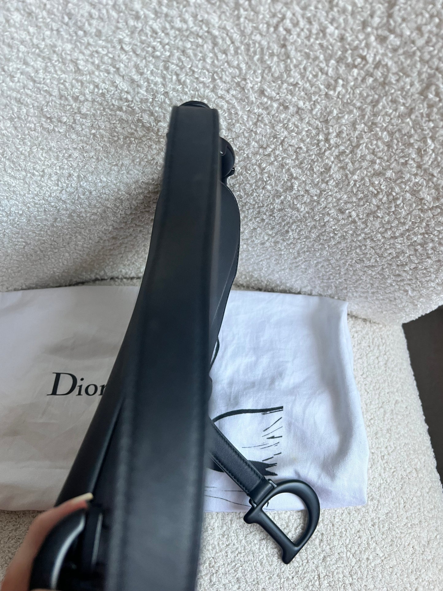 Christian Dior Black Ultra Matte Saddle Bag with Strap