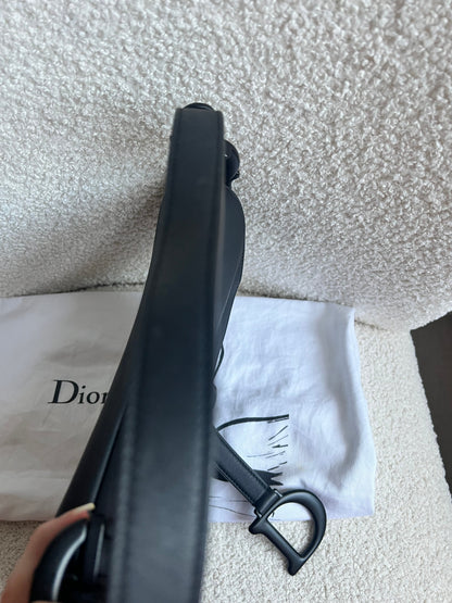 Christian Dior Black Ultra Matte Saddle Bag with Strap