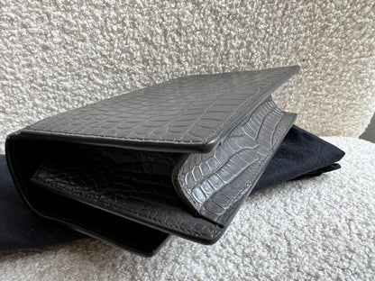 Yves Saint Laurent (YSL) Grey Croc Mini Sunset with Silver Hardware (RRP £1,545)
