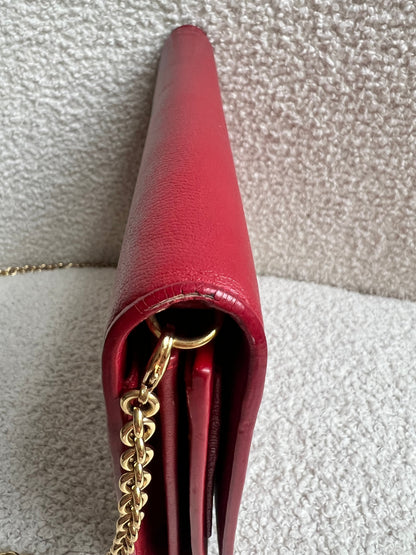 Yves Saint Laurent (YSL) Red Belle de Jour Chain Wallet Clutch
