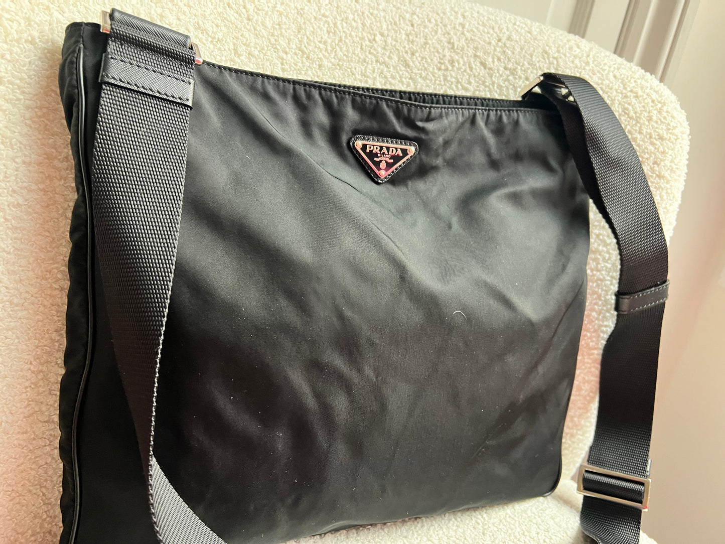 Prada Tessuto Nylon Black Messenger Bag