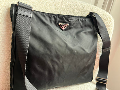 Prada Tessuto Nylon Black Messenger Bag