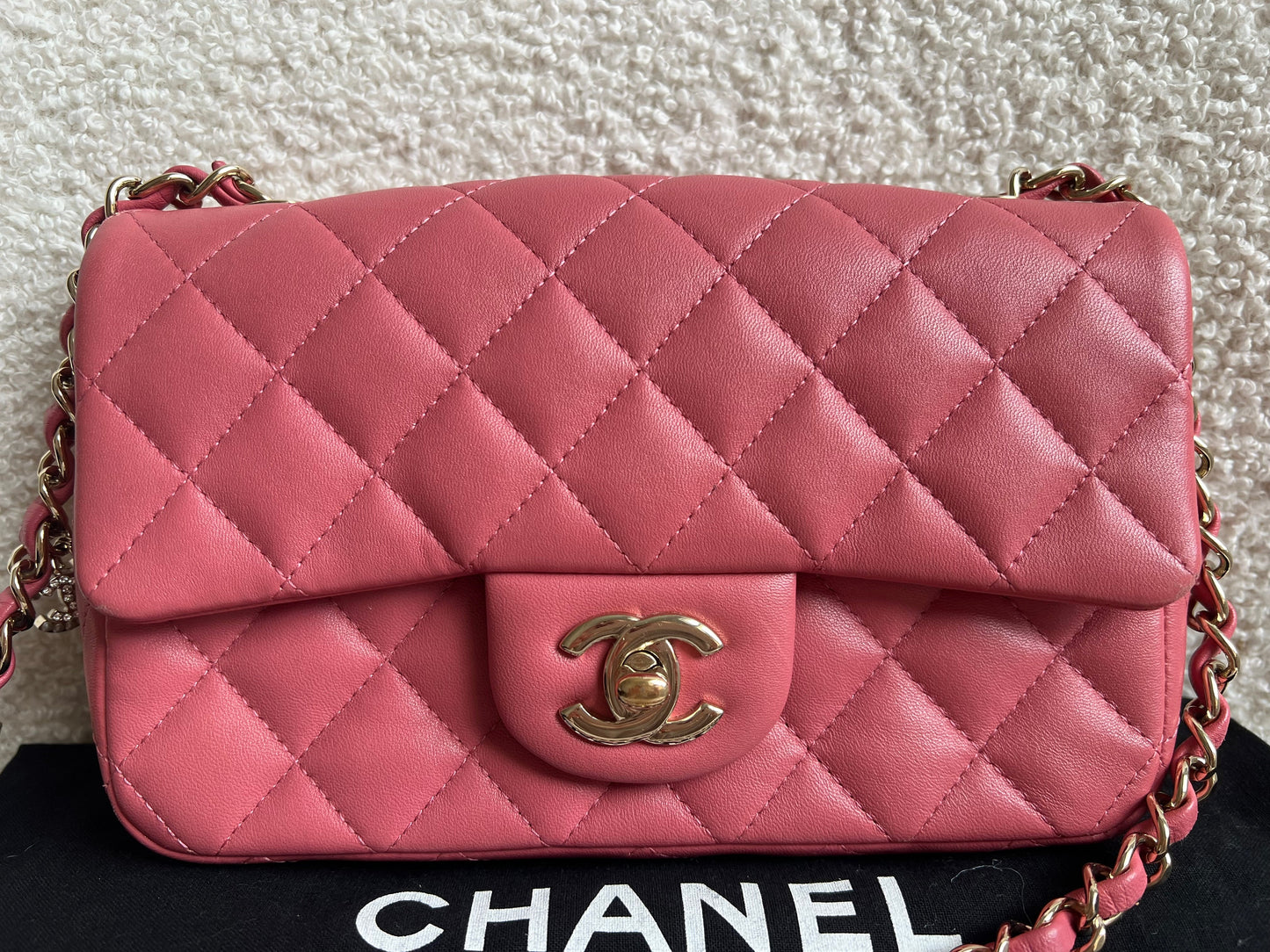 Chanel Mini Rectangular Classic Flap Valentines Day Edition in Pink Lambskin