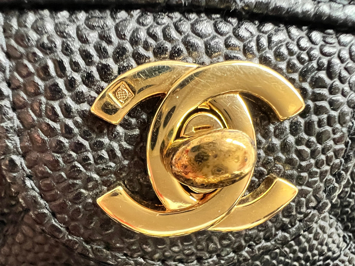 Chanel Square Mini Classic Flap in Black Caviar with gold hardware