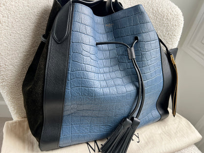 Mulberry Pale Navy Matte Croc, Silky Calf and Suede Millie Tote (£1,095)
