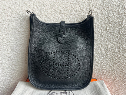 Hermes Evelyne TPM in Black Clemence Leather with Palladium Hardware