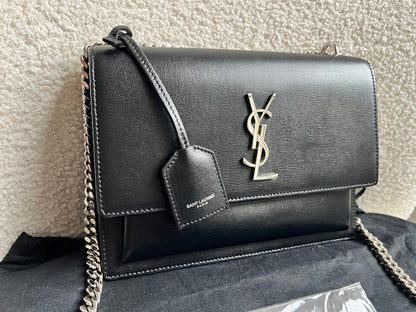 Yves Saint Laurent (YSL) Black Medium Sunset with Silver Hardware (RRP £1,950)