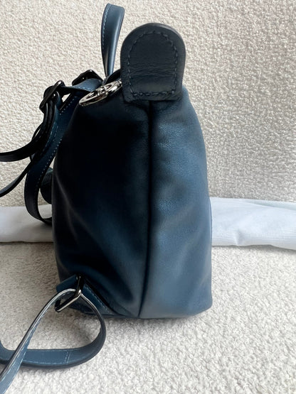 Longchamp Blue Leather Pliage Mini Backpack (RRP £320)