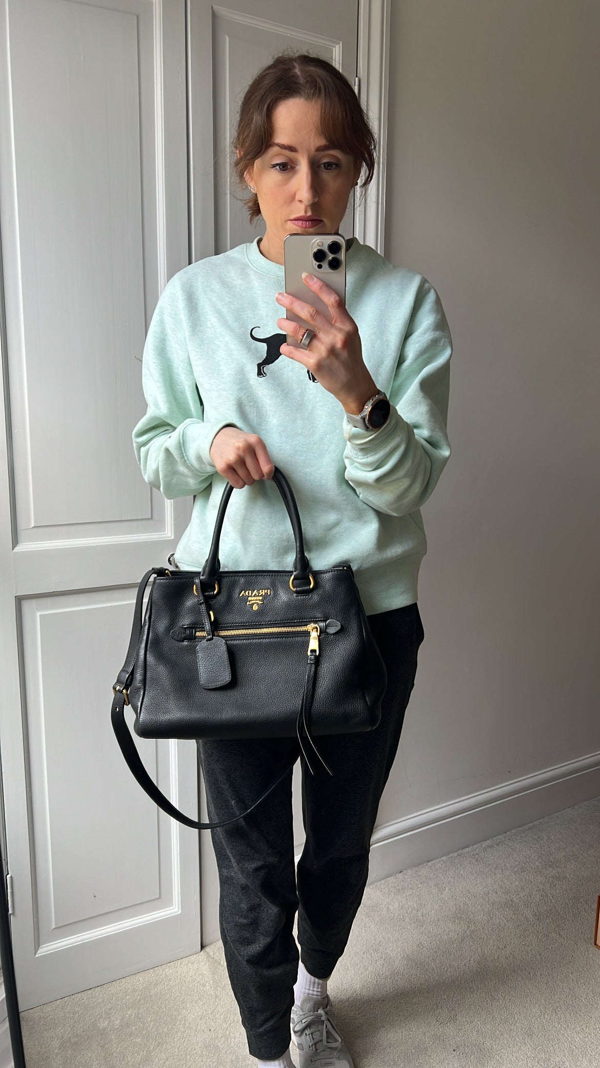 Prada Black Vitello Daino Tote