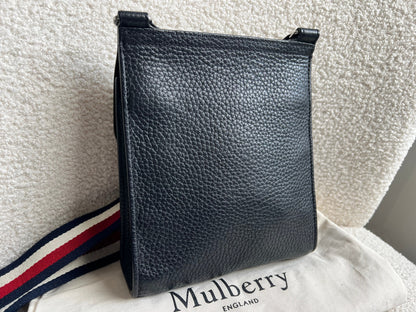 Mulberry Small Black Antony with striped strap