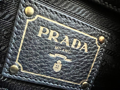 Prada Black Vitello Daino Tote