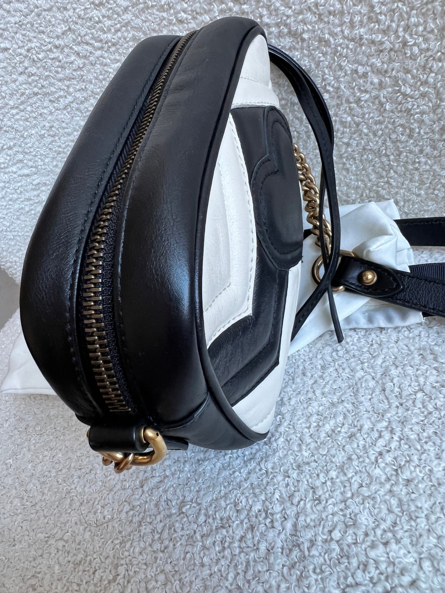 Gucci GG Black and White Marmont Mini Shoulder Bag (RRP £1,360)