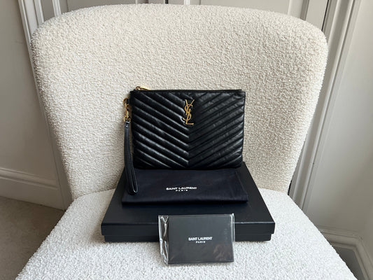 Yves Saint Laurent (YSL) Black Cassandre Clutch Pouch (RRP £580)