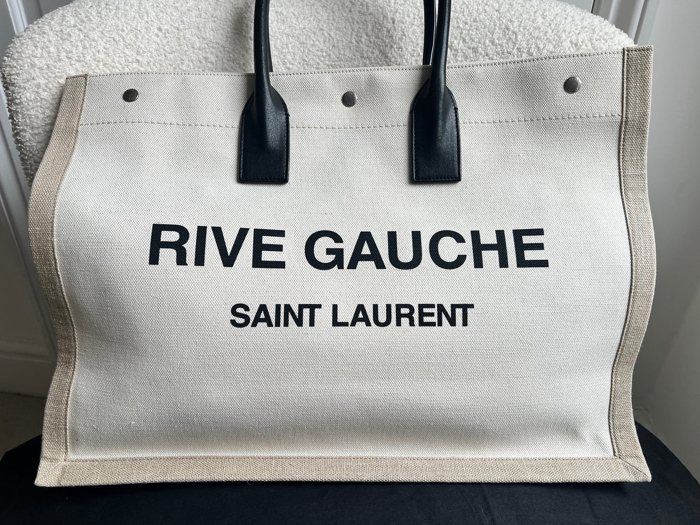 Yves Saint Laurent Large Rive Gauche in Canvas and Printed Leather (RRP £1440)