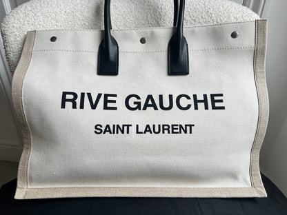 Yves Saint Laurent Large Rive Gauche in Canvas and Printed Leather (RRP £1440)