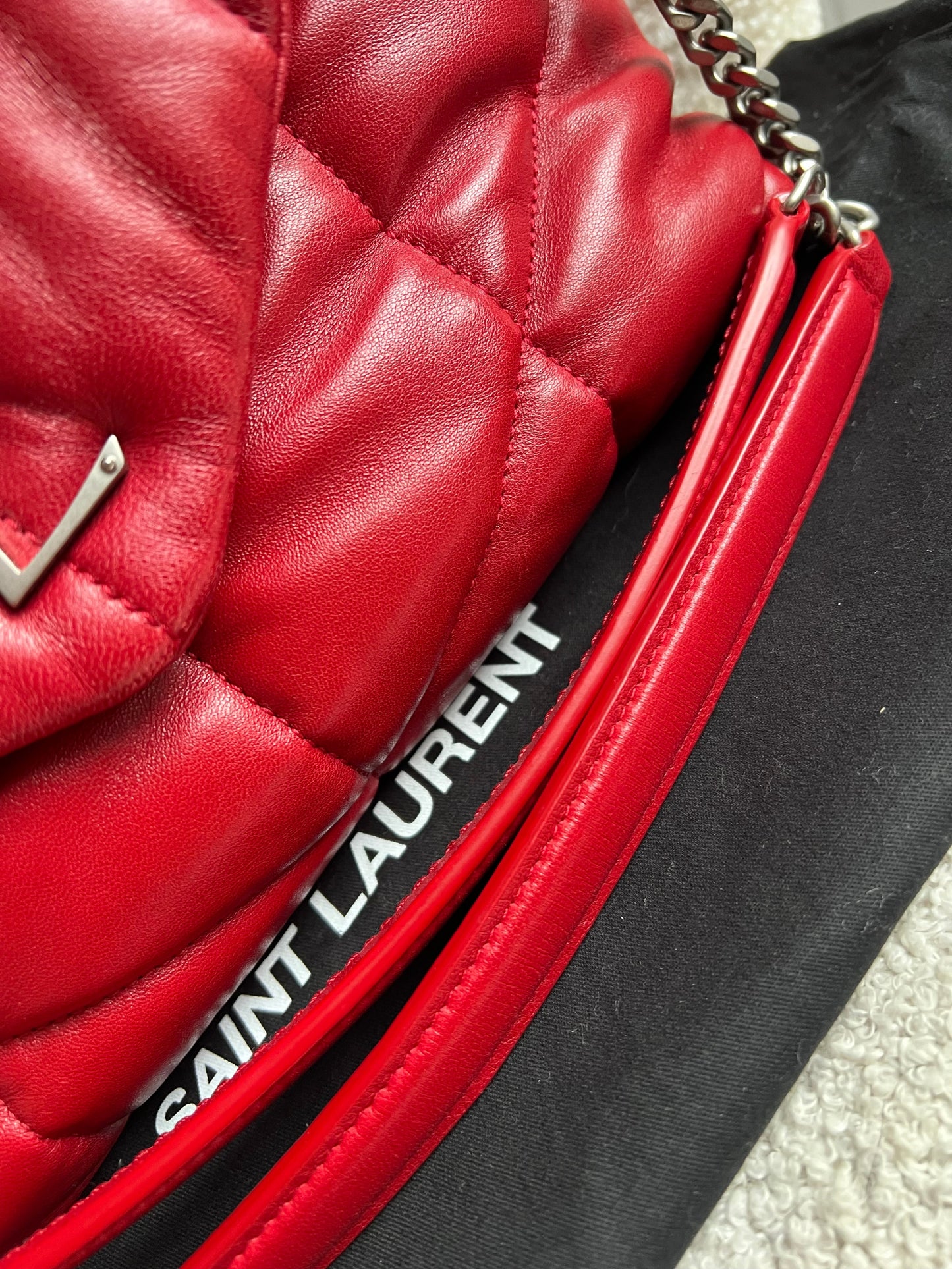 Yves Saint Laurent (YSL) Small Puffer in Red Quilted Lambskin (RRP £2,415)