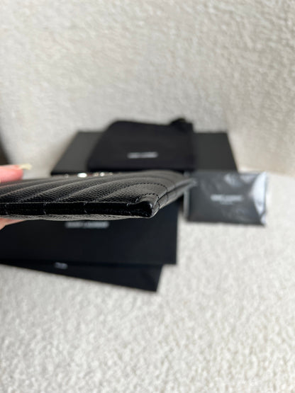 Yves Saint Laurent (YSL) Black Cassandra Zip Pouch (RRP £365)
