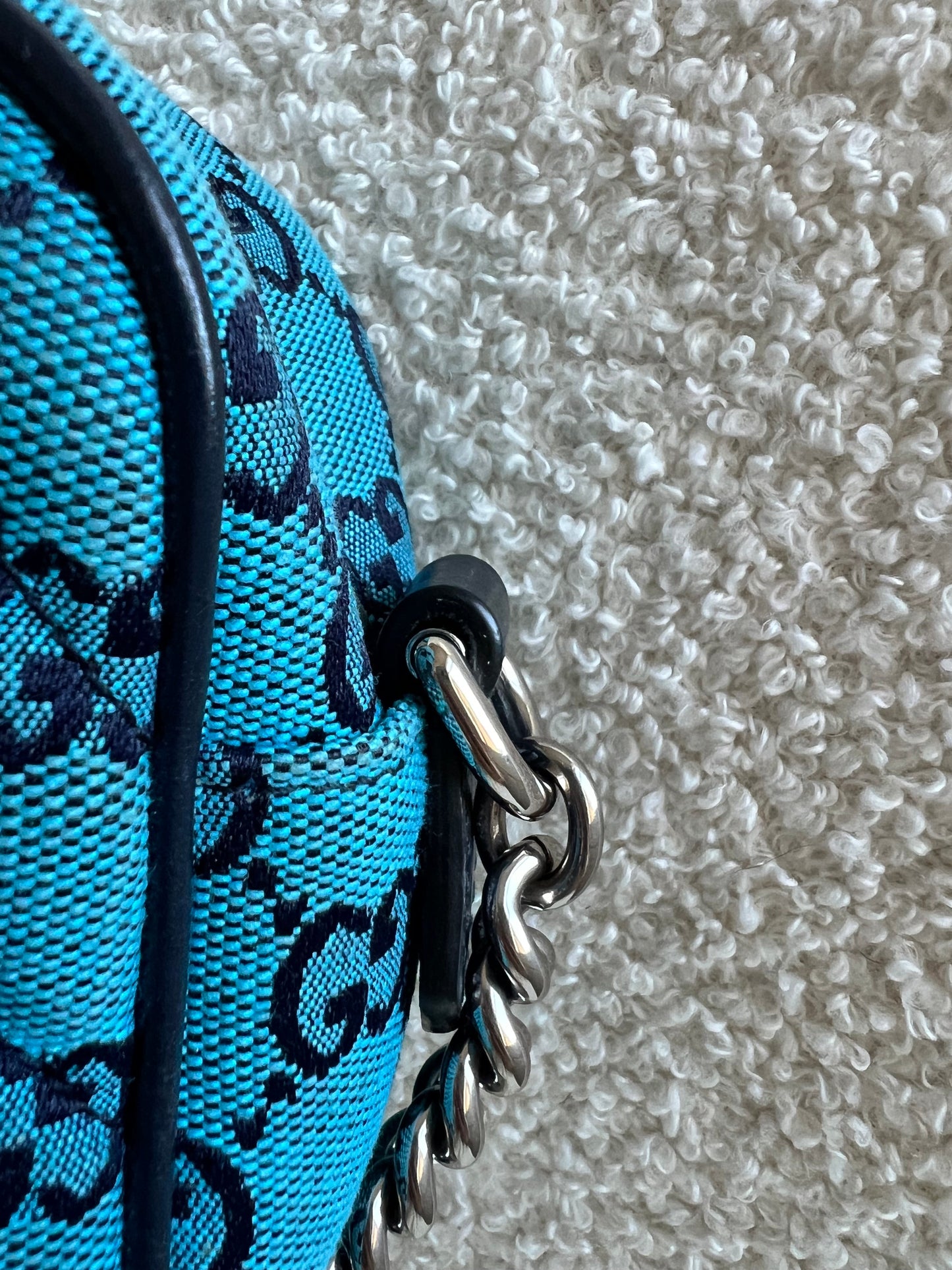 Gucci GG Marmont Blue Canvas Small Shoulder Bag (RRP £1050)
