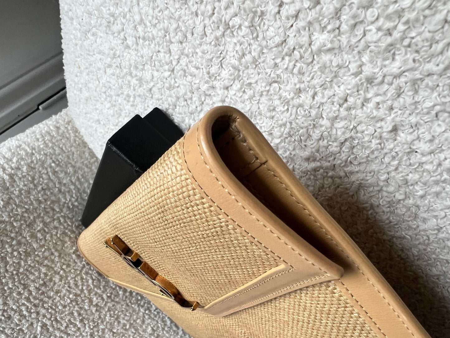 Yves Saint Laurent (YSL) Raffia Uptown Pouch Clutch (RRP £535)