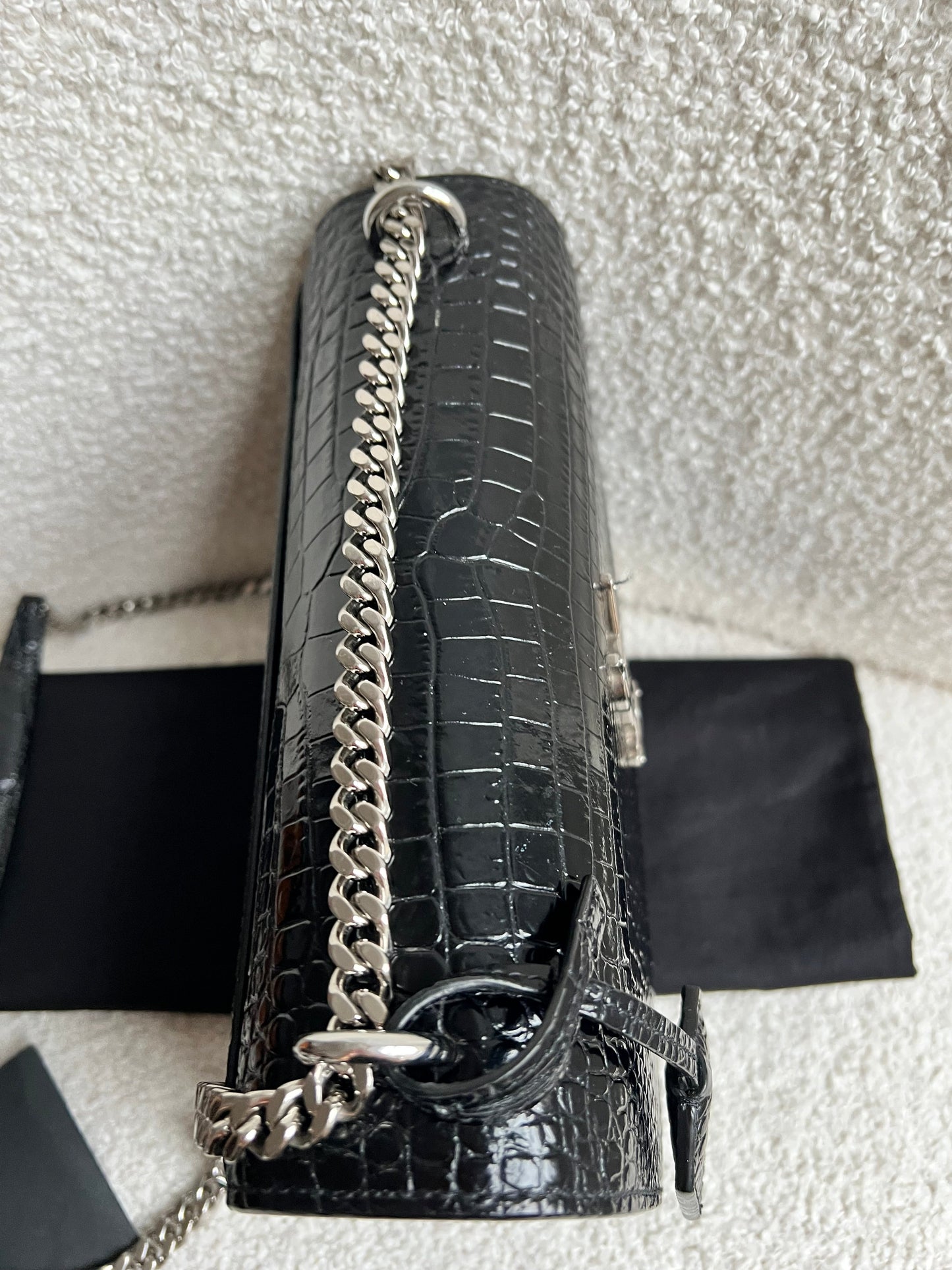 Yves Saint Laurent (YSL) Black Croc Medium Sunset with Silver Hardware (RRP £2,200)