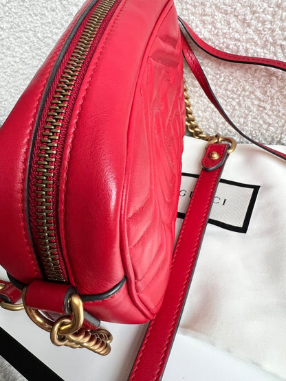 Gucci GG Hibiscus Red Marmont Mini Shoulder Bag (RRP £1360)