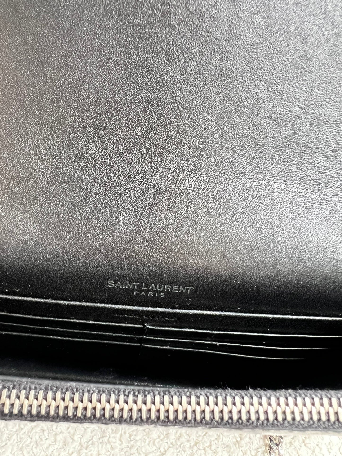 Yves Saint Laurent (YSL) Black Kate Tassel Chain Wallet Silver Hardware (RRP £1,440)