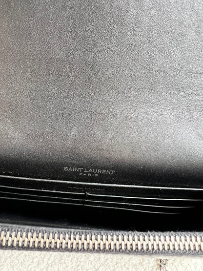 Yves Saint Laurent (YSL) Black Kate Tassel Chain Wallet Silver Hardware (RRP £1,440)