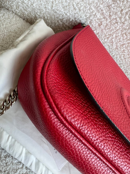 Gucci Red Soho Chain Crossbody Flap Bag