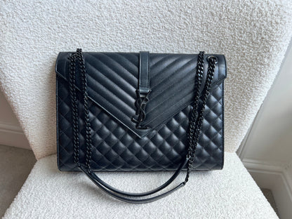 Yves Saint Laurent (YSL) Large Black on Black Envelope Bag (RRP £2,400)