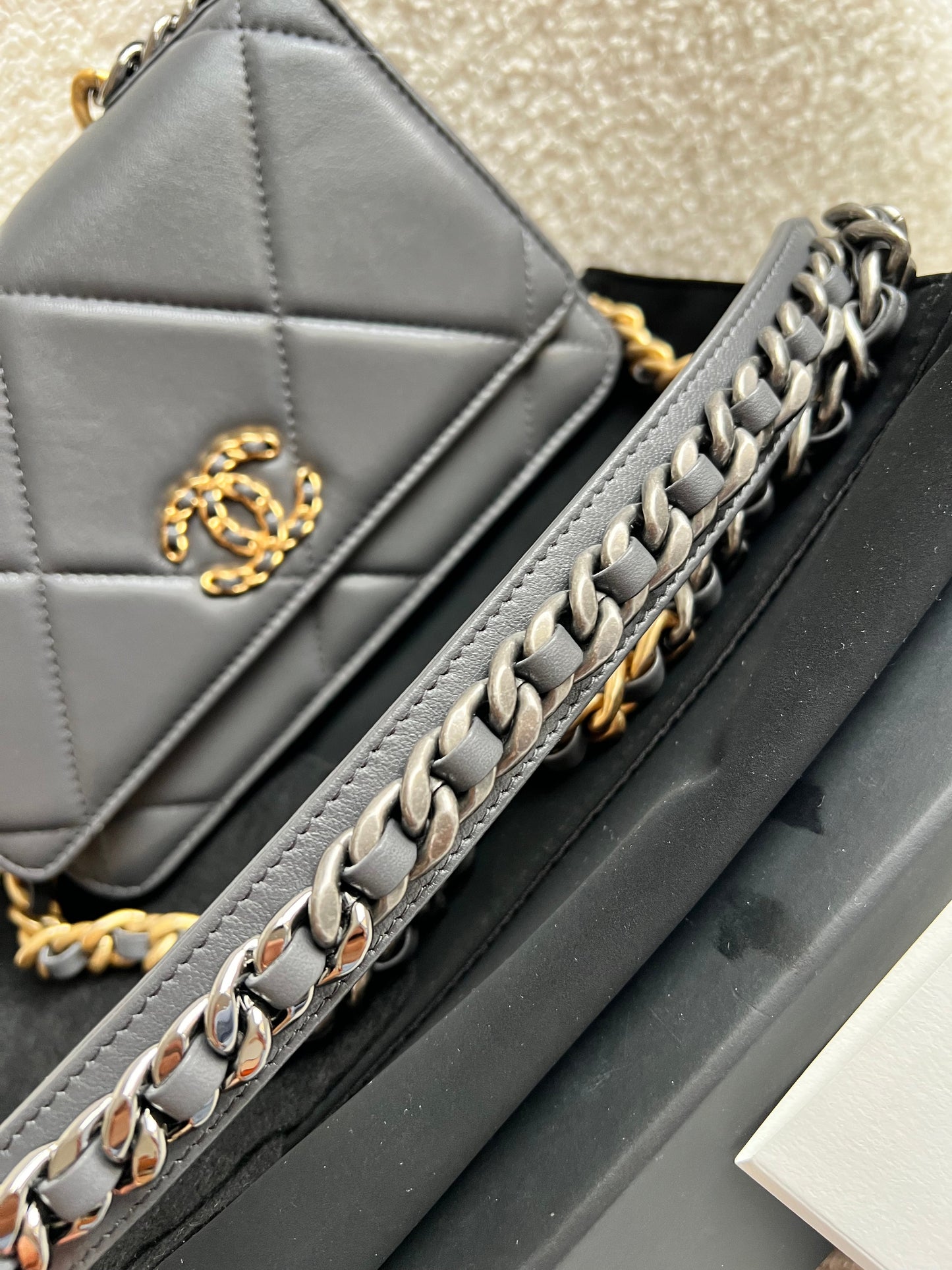 Chanel Grey 19 Wallet on Chain