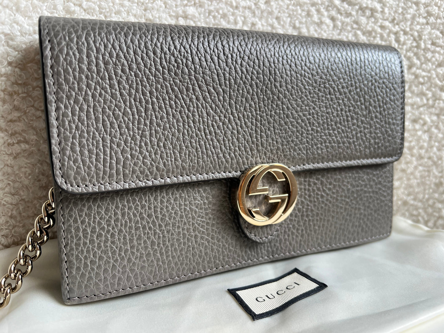 Gucci Dollar Grey Interlocking Chain Wallet