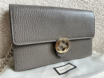 Gucci Dollar Grey Interlocking Chain Wallet