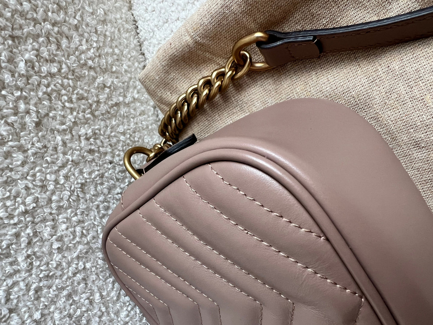 Gucci GG Marmont Porcelain Rose Small Shoulder Bag (RRP £1440)