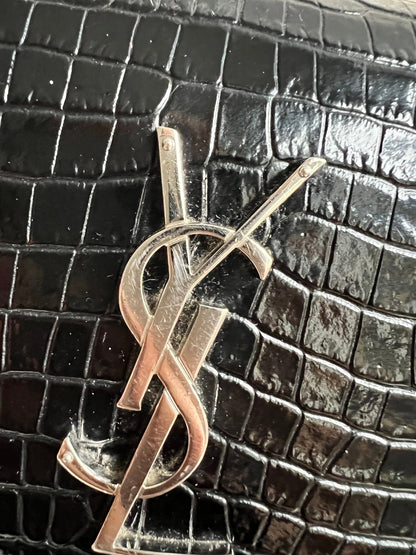 Yves Saint Laurent (YSL) Black Croc Medium Sunset with Silver Hardware (RRP £2,200)