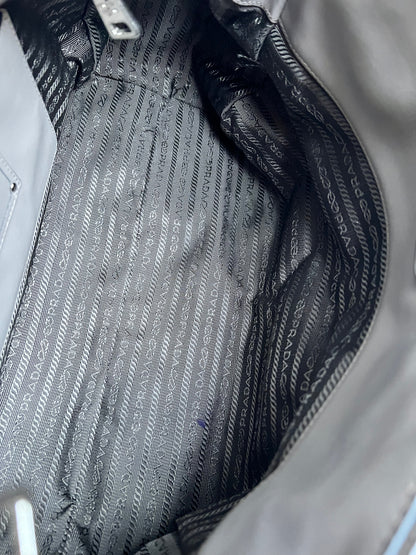 Prada Grey Double Zip Two Way Tote in Grey Soft Calf