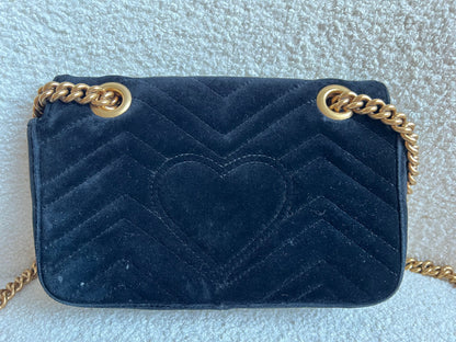 Gucci GG Black Velvet Marmont Mini Shoulder Bag (RRP £1395)
