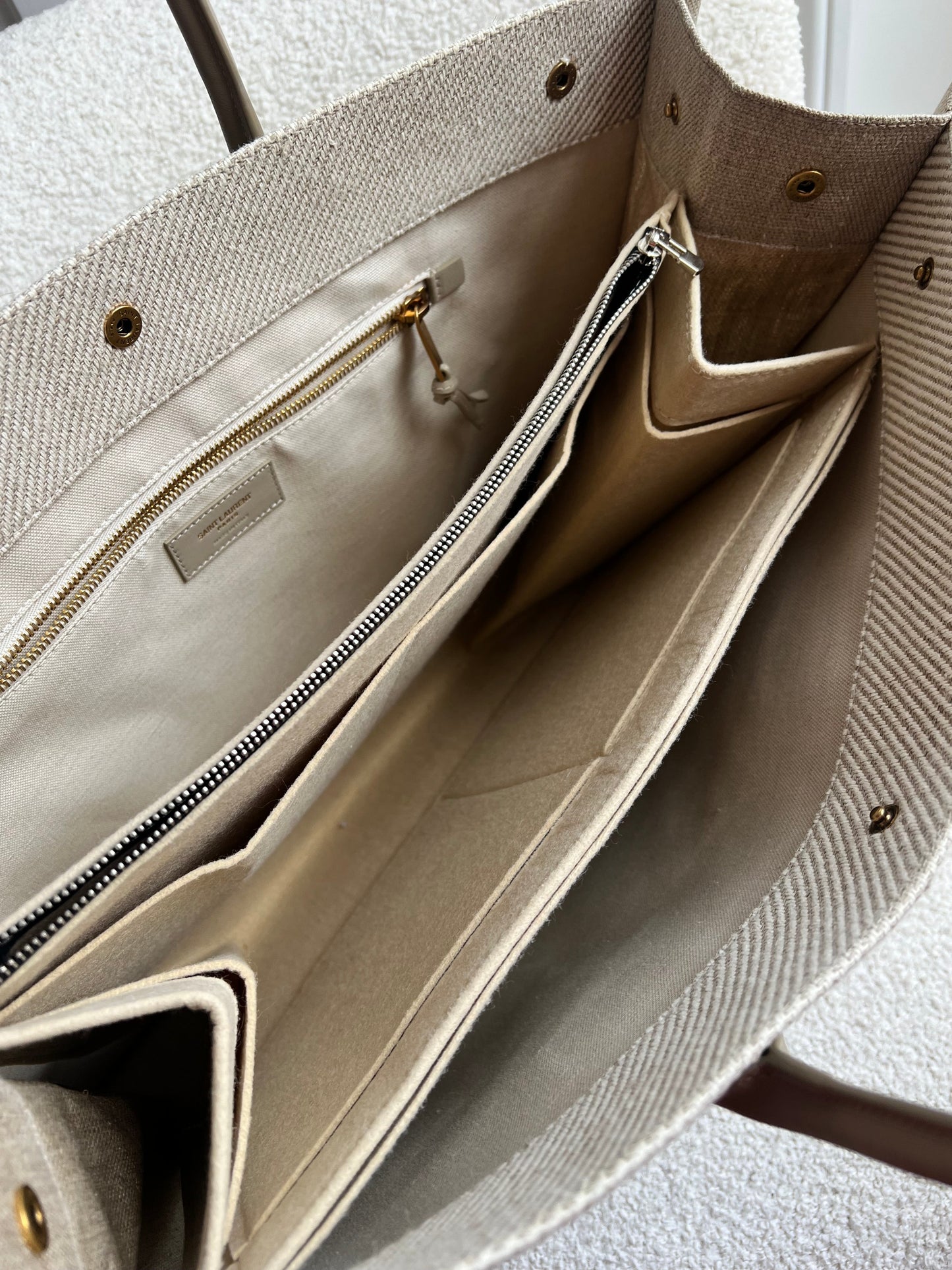 Yves Saint Laurent Large Rive Gauche in Canvas and Printed Leather (RRP £1440)