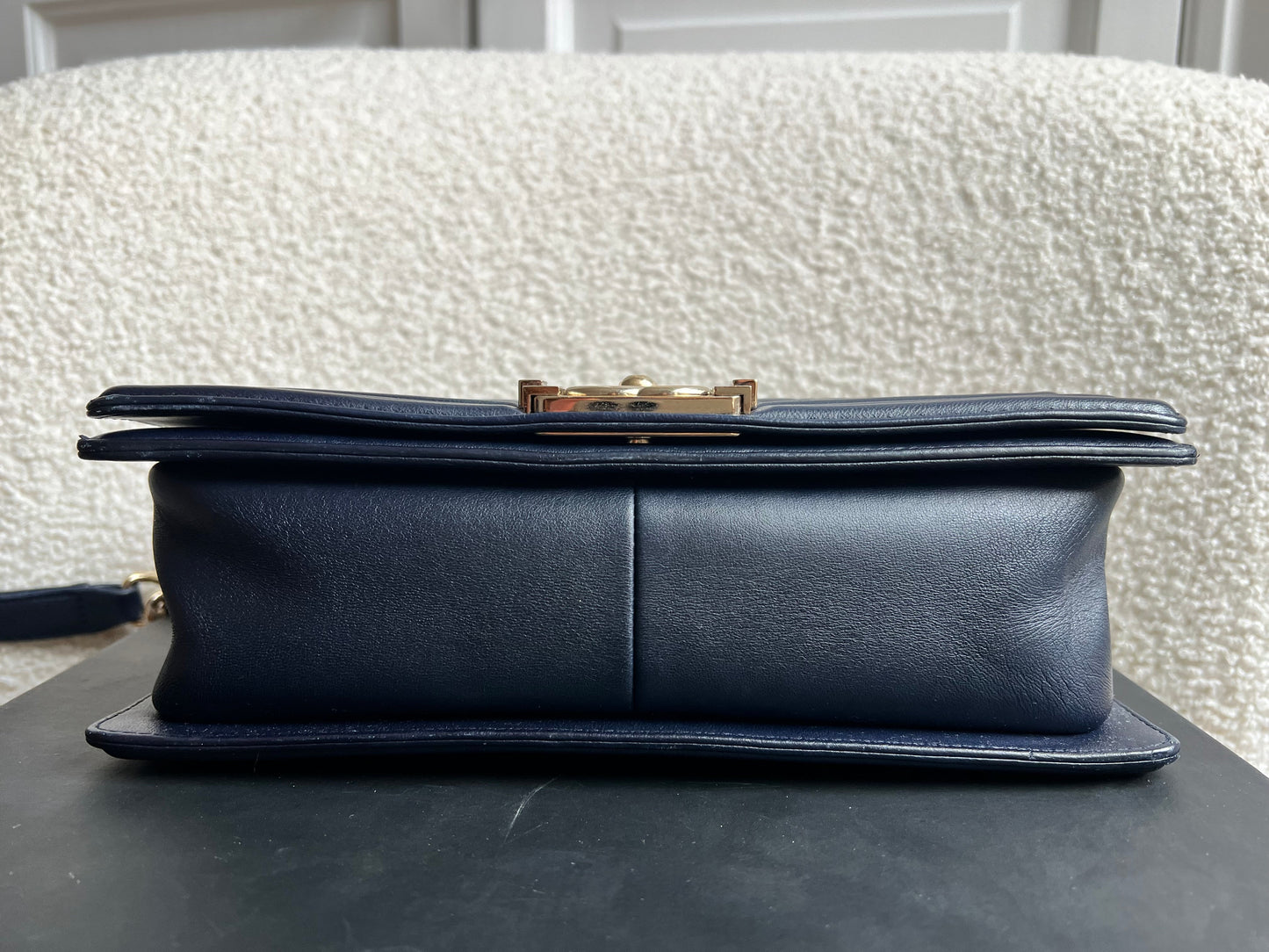 Chanel Navy Blue Lambskin Medium Boy Bag (RRP £5800)