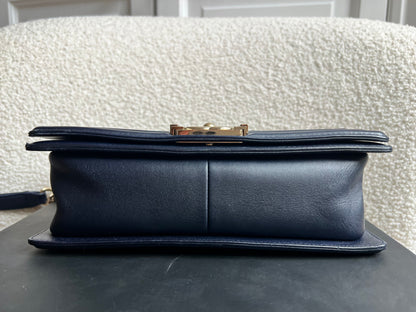 Chanel Navy Blue Lambskin Medium Boy Bag (RRP £5800)
