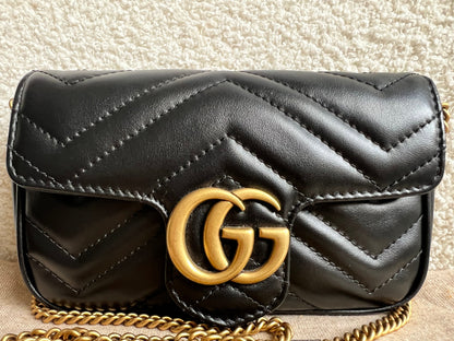 Gucci GG Black Marmont Super Mini Shoulder Bag (RRP £985)