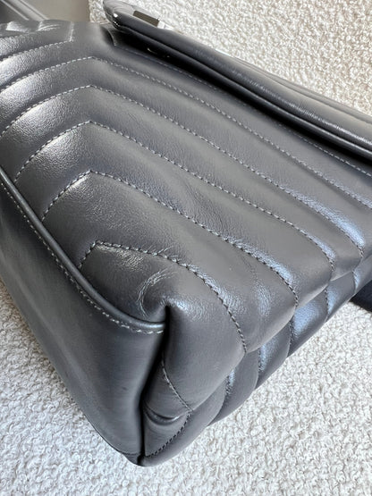 Yves Saint Laurent (YSL) Medium Grey Lou Lou Silver Hardware