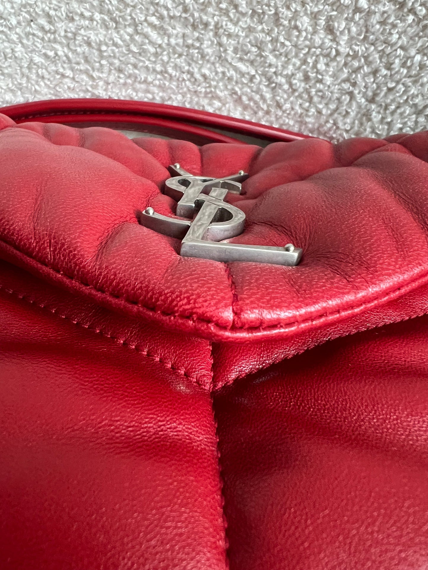 Yves Saint Laurent (YSL) Small Puffer in Red Quilted Lambskin (RRP £2,415)
