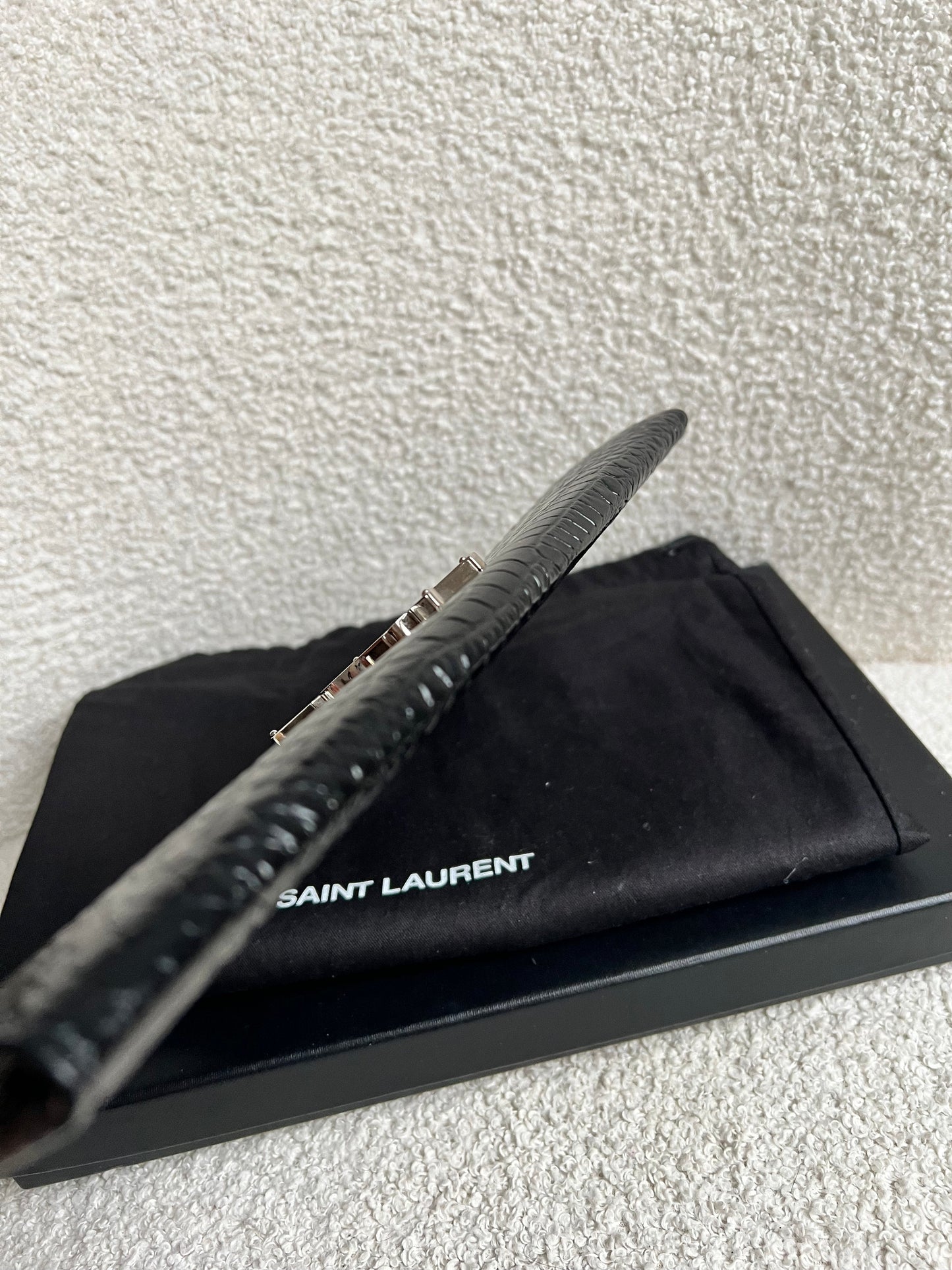 Yves Saint Laurent (YSL) Black Croc Uptown Pouch Clutch (RRP £580)