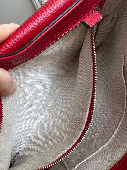 Gucci Red Soho Chain Crossbody Flap Bag